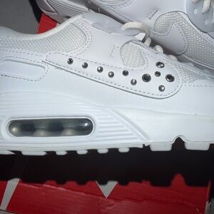 Women’s Nike White Rhinestone-Accent Air Cushion Sneakers